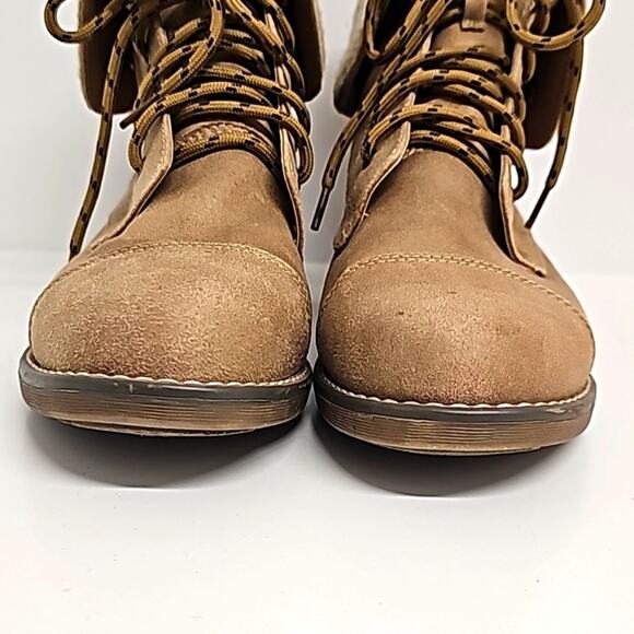 Cliffs by White Mountain Duena Snap Knit Collar Textile Upper Tan Boot Size 9.5W - Picture 3 of 11
